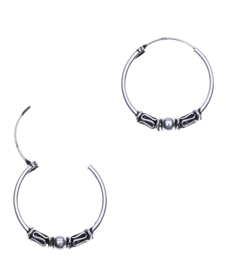 Oorbellen WeLoveSilver | Zilveren Bali Hoops Slingertjes En Bolletje 20 Mm