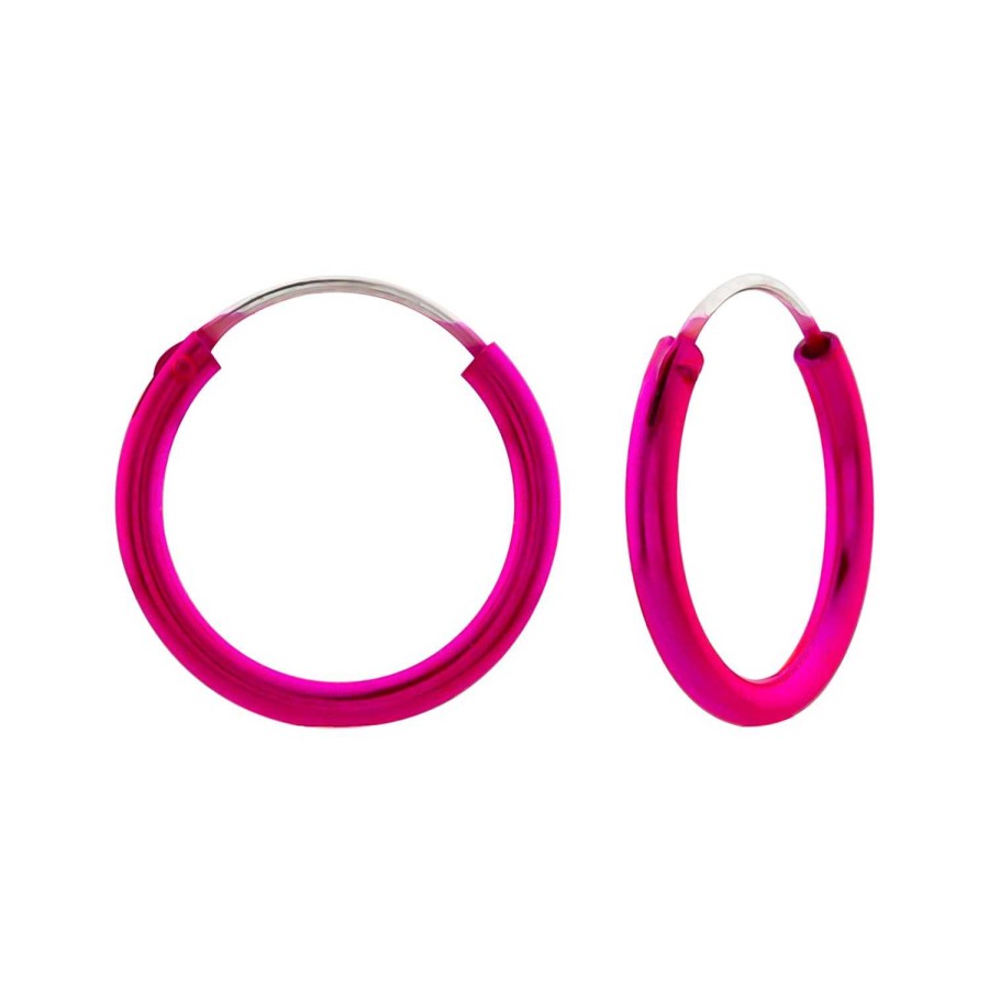 Kids Collectie WeLoveSilver | Zilveren Oorringen, 18 Mm, Fel Roze