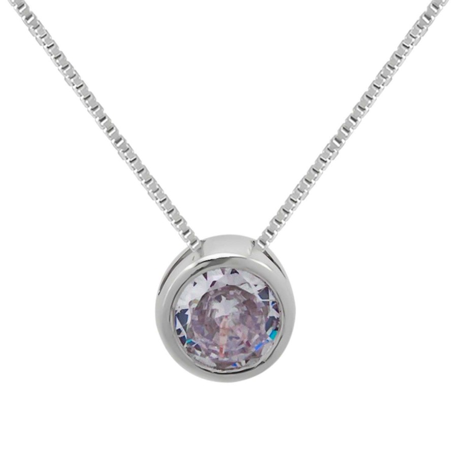 Kettingen WeLoveSilver | Zilveren Ketting, Rond Kristal Met Gladde Rand