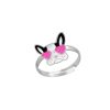 Kids Collectie WeLoveSilver | Zilveren Ring, Hondenkop Met Roze Hartjesbril