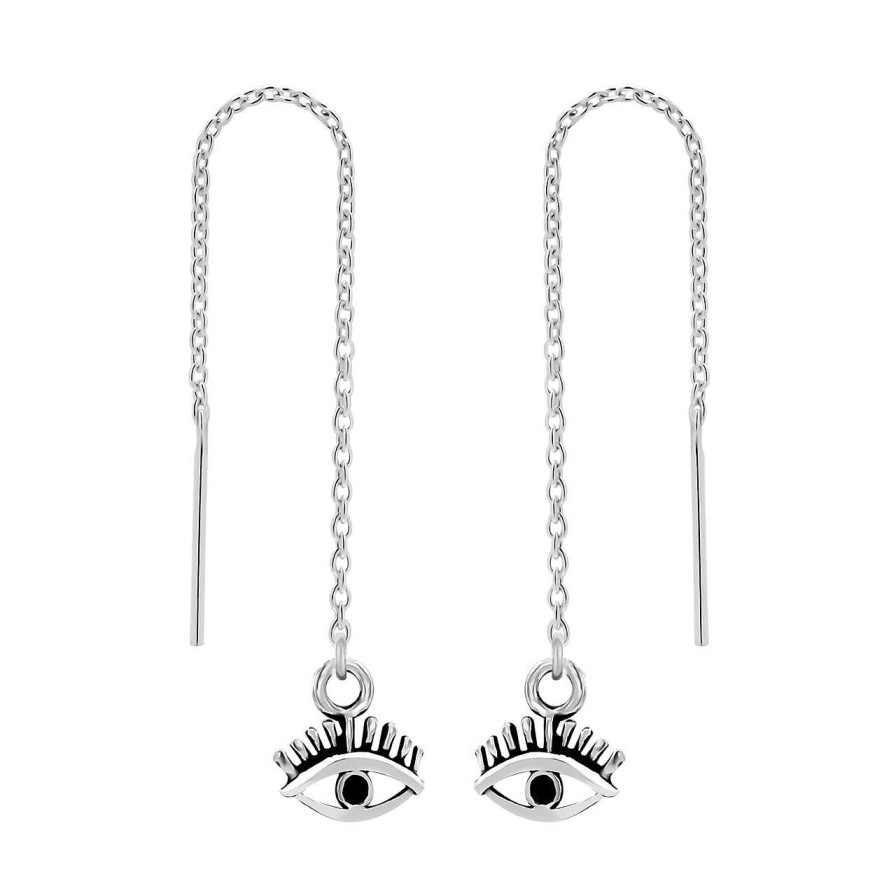 Oorbellen WeLoveSilver | Zilveren Chain Oorbellen, Oog Met Wimper