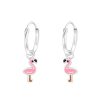 Kids Collectie WeLoveSilver | Oorringen Met Flamingo Hanger