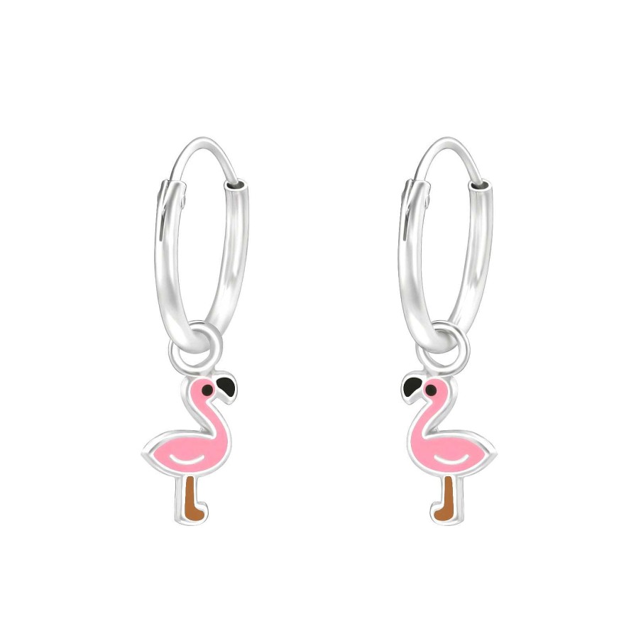 Kids Collectie WeLoveSilver | Oorringen Met Flamingo Hanger