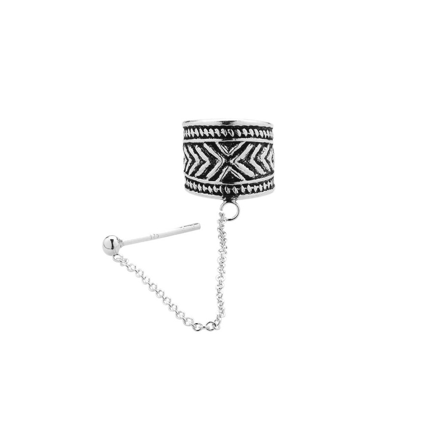 Oorbellen WeLoveSilver | Zilveren Ear Cuff Met Chain