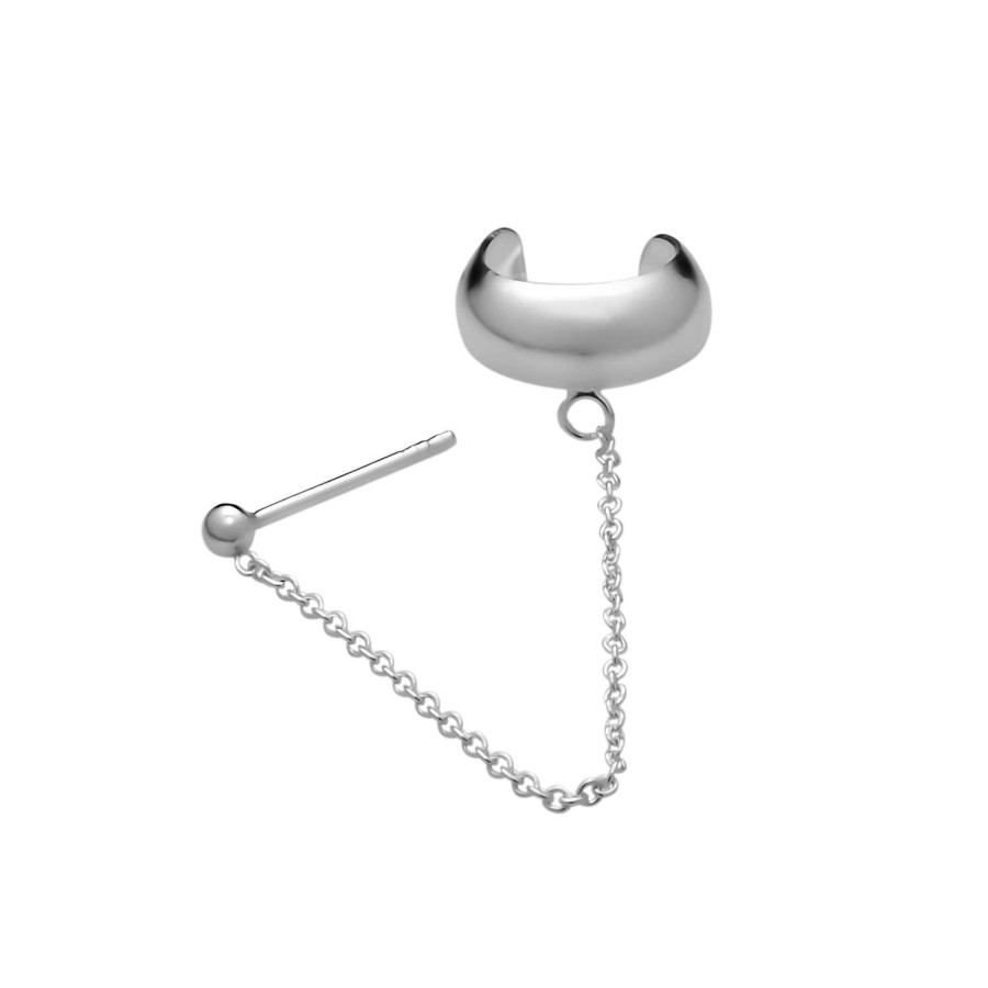 Oorbellen WeLoveSilver | Zilveren Ear Cuff Met Chain