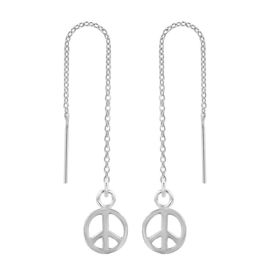 Oorbellen WeLoveSilver | Zilveren Chain Oorbellen, Peace Teken