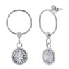 Oorbellen WeLoveSilver | Zilveren Oorstekers Met Hanger, Open Cirkel Met Hangend Kristal