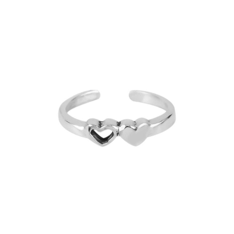 Ringen WeLoveSilver | Zilveren Teenring, Twee Hartjes