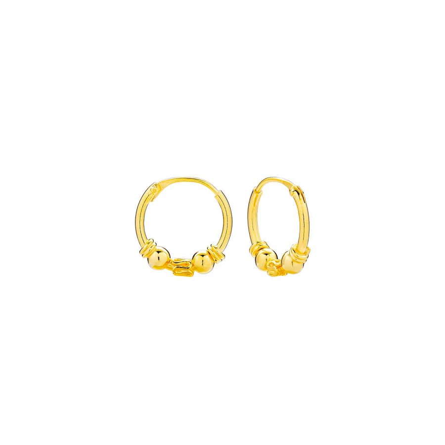 Oorbellen WeLoveSilver | Gold Plated Bali Hoops Met Slingertje, Bolletjes En Spiraaltjes