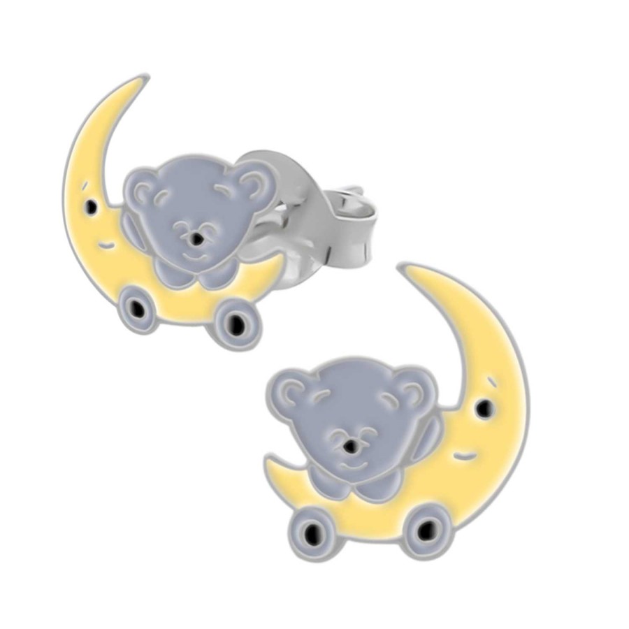 Kids Collectie WeLoveSilver | Zilveren Oorstekers, Koala Met Maanauto