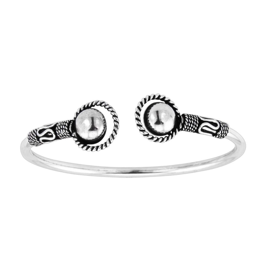 Armbanden WeLoveSilver | Zilveren Armband, Bangle In Bali Stijl Met Bolletjes En Gevlochten Banden