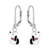 Kids Collectie WeLoveSilver | Zilveren Oorhangers, Hondje Met Roze Halsband Met Kristallen