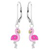 Kids Collectie WeLoveSilver | Zilveren Oorhangers, Roze Flamingo Met Kristal