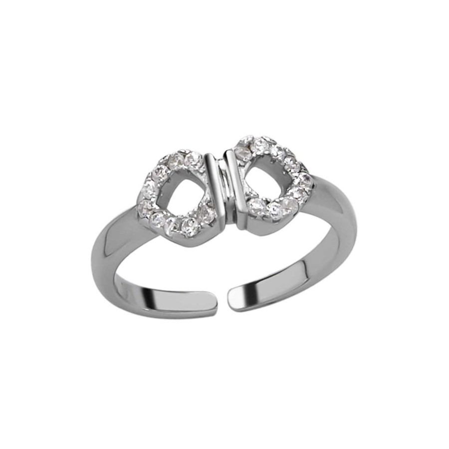 Ringen WeLoveSilver | Zilveren Teenring, Strikje Met Kristallen