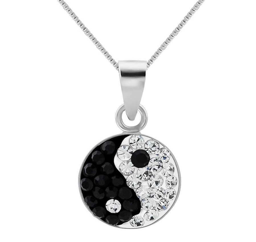 Kettingen WeLoveSilver | Zilveren Ketting Met Hanger, Yin En Yang Met Kristallen