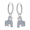 Kids Collectie WeLoveSilver | Zilveren Oorringen Met Hanger, Gorilla