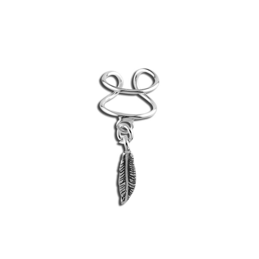 Oorbellen WeLoveSilver | Zilveren Ear Cuff, Veertje