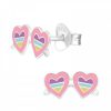 Kids Collectie WeLoveSilver | Zilveren Oorstekers, Roze Zonnebril Met Regenboogglazen