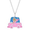 Kids Collectie WeLoveSilver | Zilveren Ketting, Beer Met Sjaal In Roze Auto