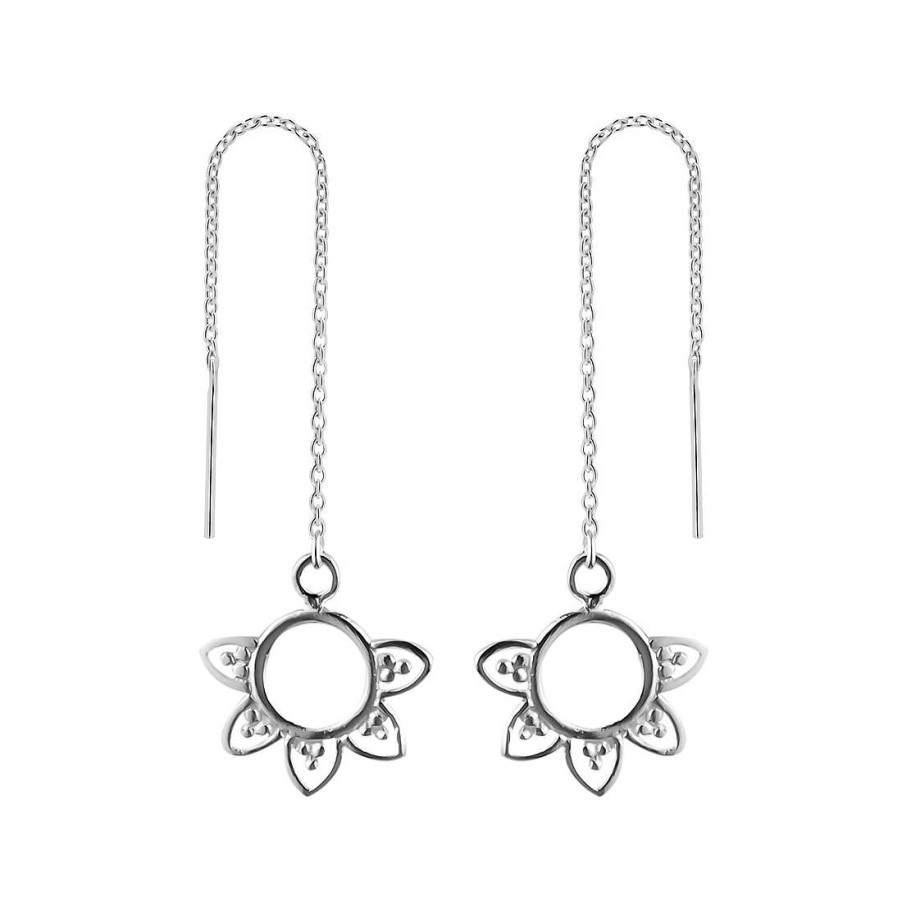 Oorbellen WeLoveSilver | Zilveren Chain Oorbellen, Bloemfiguur