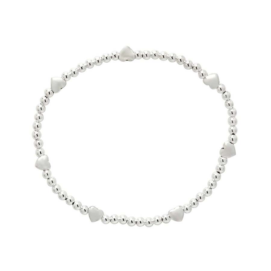 Armbanden WeLoveSilver | Zilveren Armband Met Kraaltjes En Gladde Hartjes