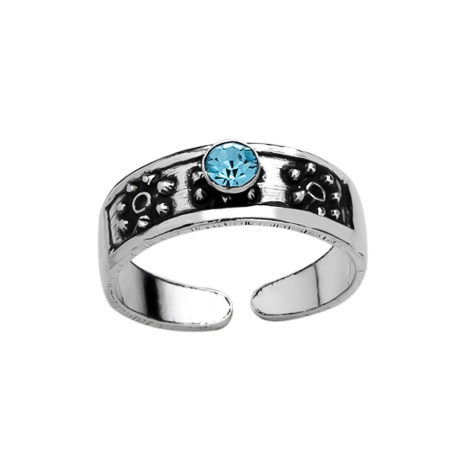 Ringen WeLoveSilver | Zilveren Teenring, Bewerkt Met Blauwe Kristal