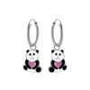 Kids Collectie WeLoveSilver | Zilveren Oorringen Met Hanger, Panda Met Roze Hart Met Kristallen