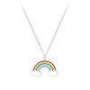 Kids Collectie WeLoveSilver | Zilveren Ketting Met Hanger, Regenboog Met Wolkjes