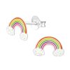 Kids Collectie WeLoveSilver | Zilveren Oorstekers, Regenboog Met Wolkjes