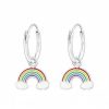 Kids Collectie WeLoveSilver | Zilveren Oorringen Met Regenbooghanger