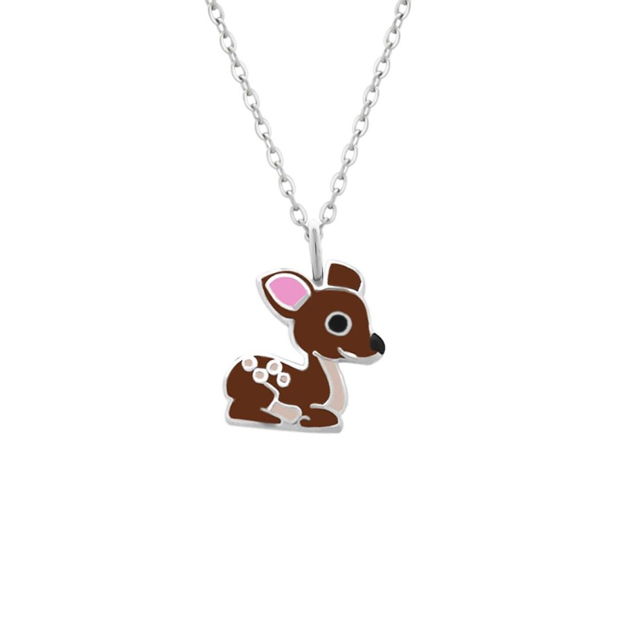 Kids Collectie WeLoveSilver | Zilveren Ketting Met Bruin Hertje