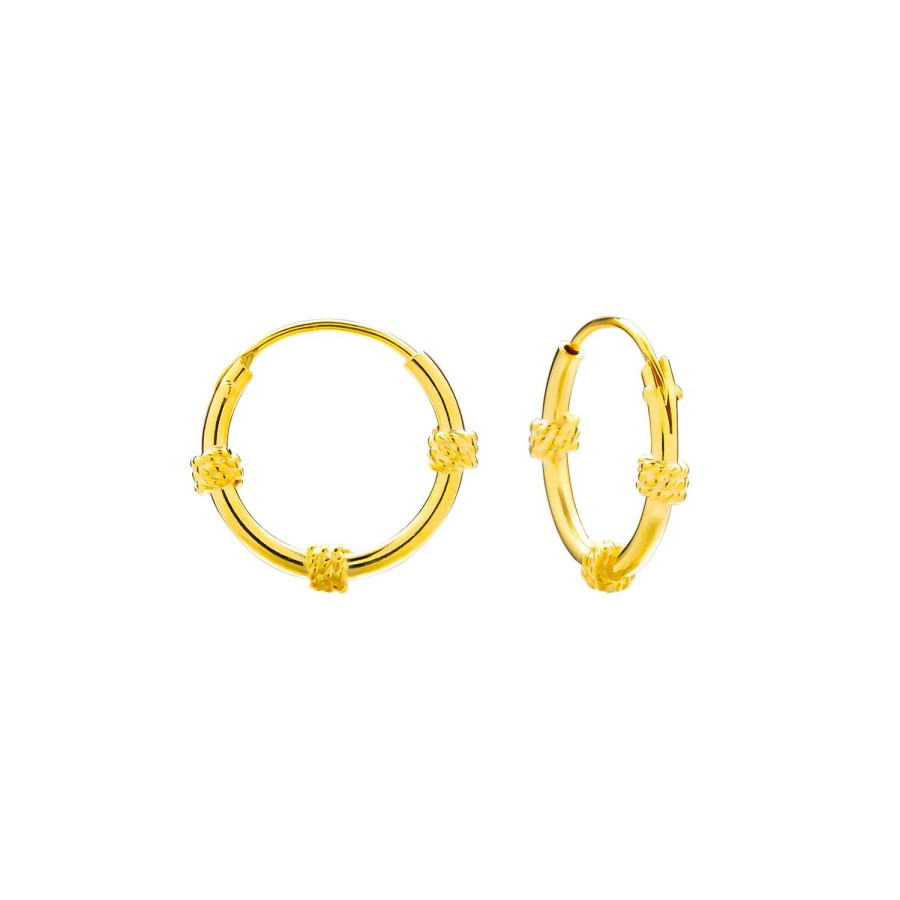 Oorbellen WeLoveSilver | Gold Plated Bali Hoops, Drie Getwijnde Spiraalvormen