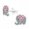 Kids Collectie WeLoveSilver | Zilveren Oorstekers, Olifant Met Drie Kristallen