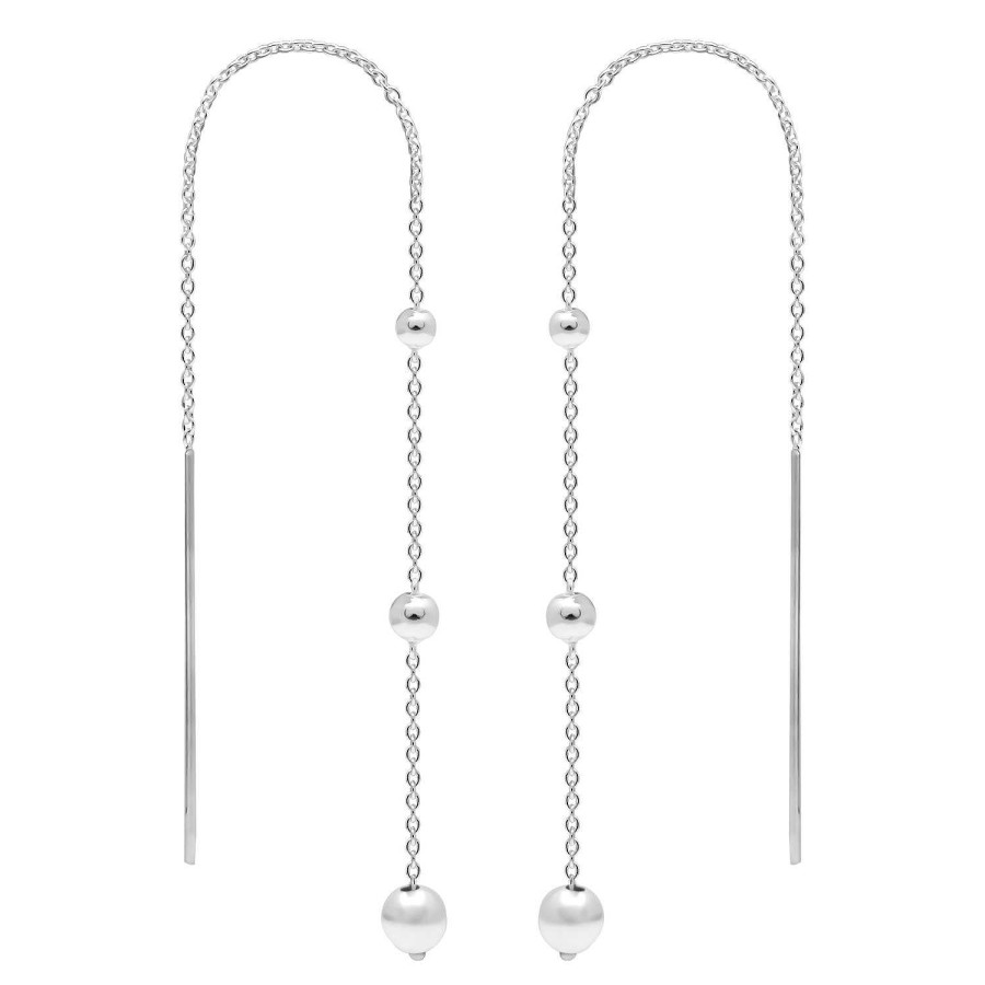 Oorbellen WeLoveSilver | Zilveren Chain Oorbellen Met Bolletjes