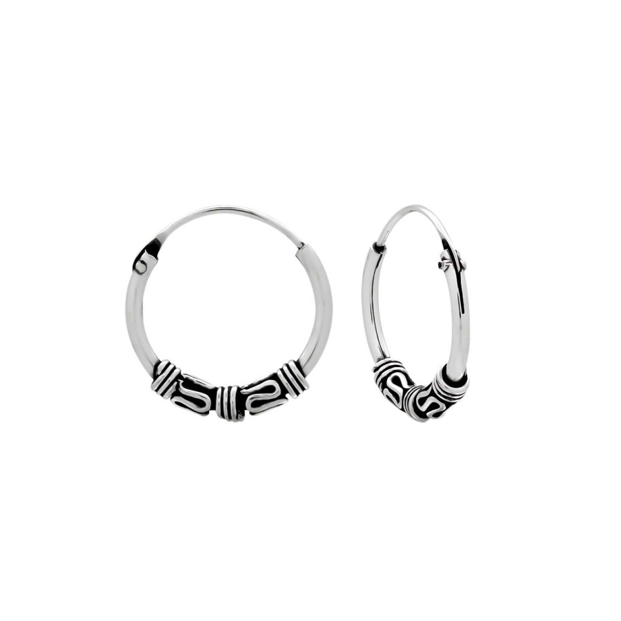 Oorbellen WeLoveSilver | Zilveren Bali Hoops, 14 Mm