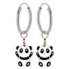 Kids Collectie WeLoveSilver | Zilveren Oorringen Met Hanger, Panda Met Regenbooghoorn