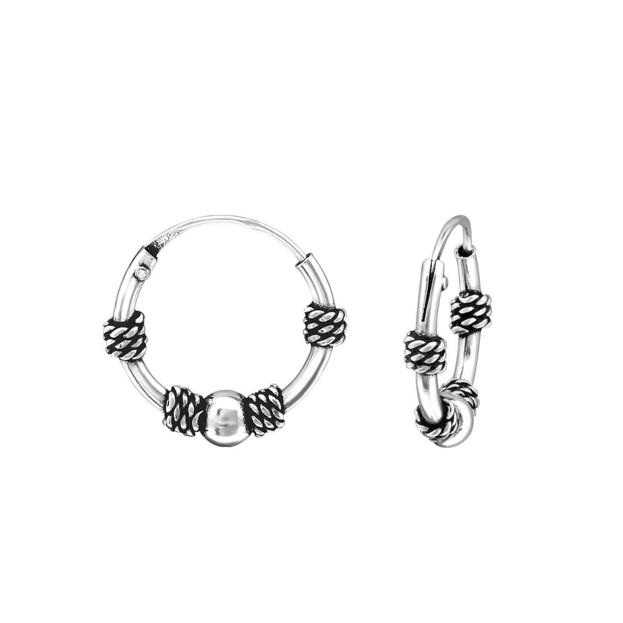 Oorbellen WeLoveSilver | Zilveren Bali Hoops Bolletje En Getwijnde Kabeltjes