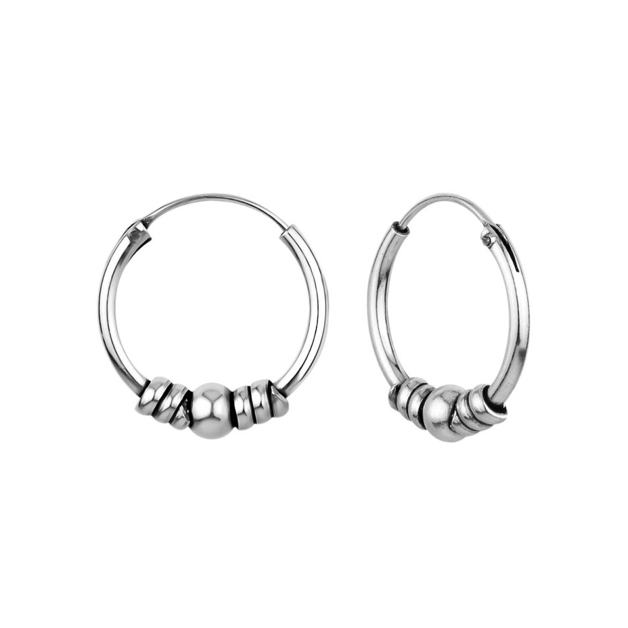 Oorbellen WeLoveSilver | Zilveren Bali Hoops Spiralen En Bolletje, 14 Mm