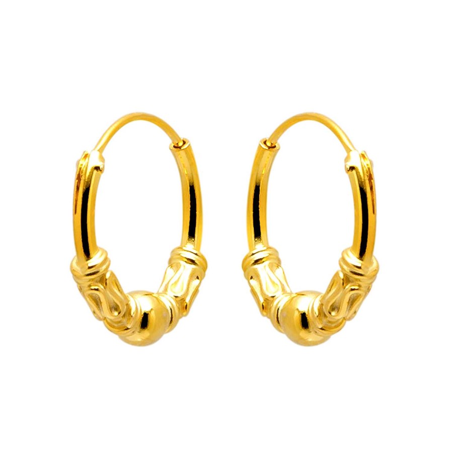 Oorbellen WeLoveSilver | Gold Plated Oorringen, Bali Hoops Met Bolletje En Slingertjes