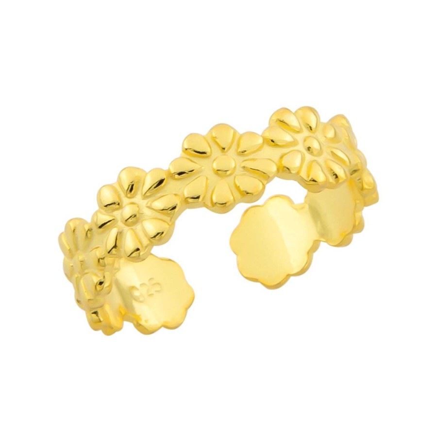 Ringen WeLoveSilver | Gold Plated Teenring, Bloemetjes