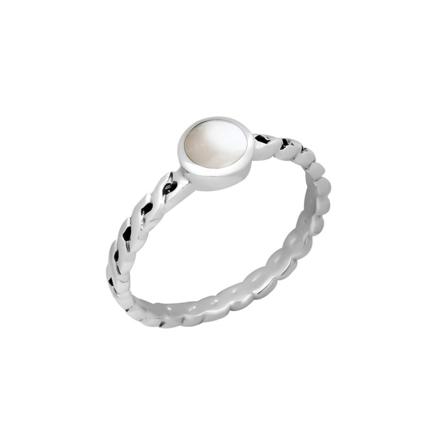 Ringen WeLoveSilver | Zilveren Ring, Gevlochten, Met Parelmoer Ingelegd