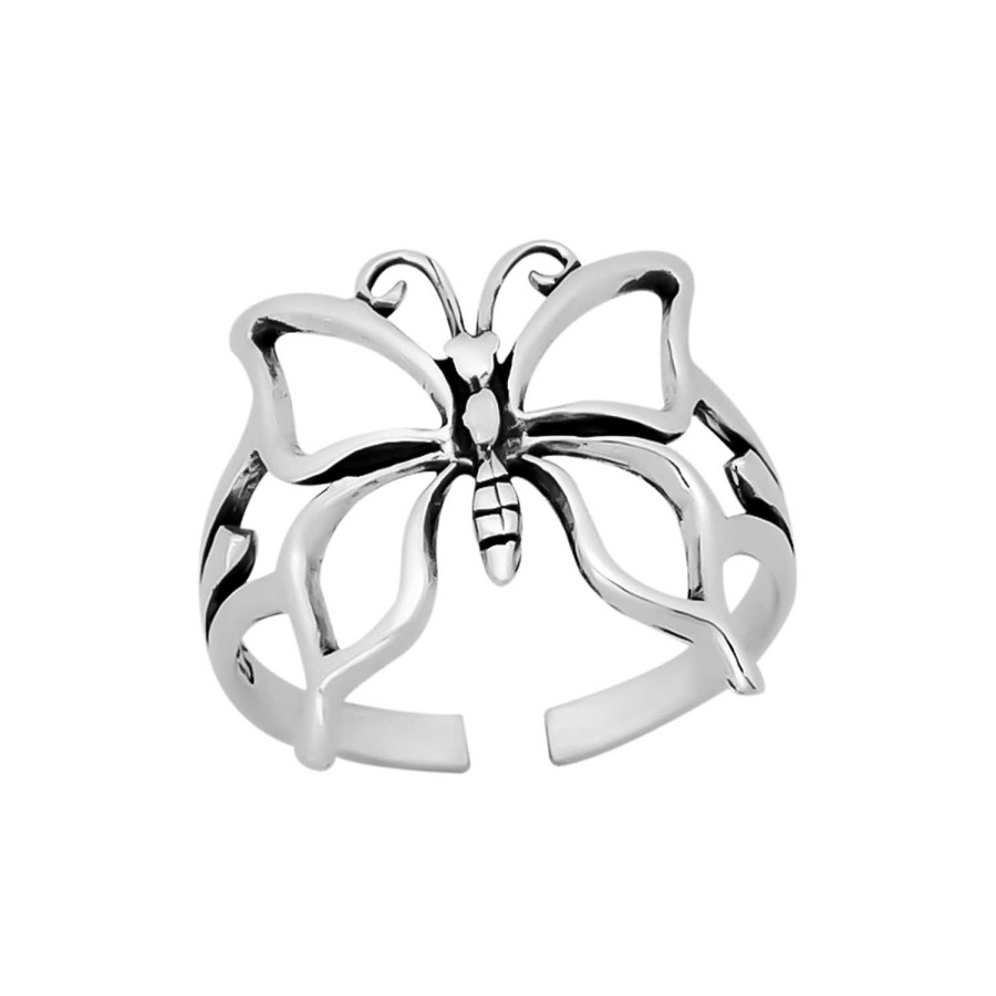 Ringen WeLoveSilver | Zilveren Teenring, Vlinder Als Deel Van Teenring