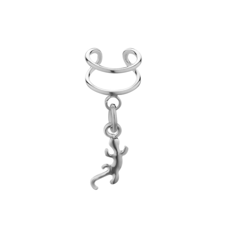 Oorbellen WeLoveSilver | Zilveren Ear Cuff Met Hanger, Salamander