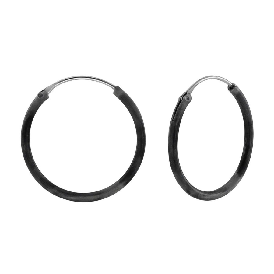 Oorbellen WeLoveSilver | Zilveren Oorringen, 18 Mm, 1.2 Mm Dik, Zwart