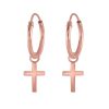 Oorbellen WeLoveSilver | Rose Gold Plated Oorringen Met Hanger, Kruisje