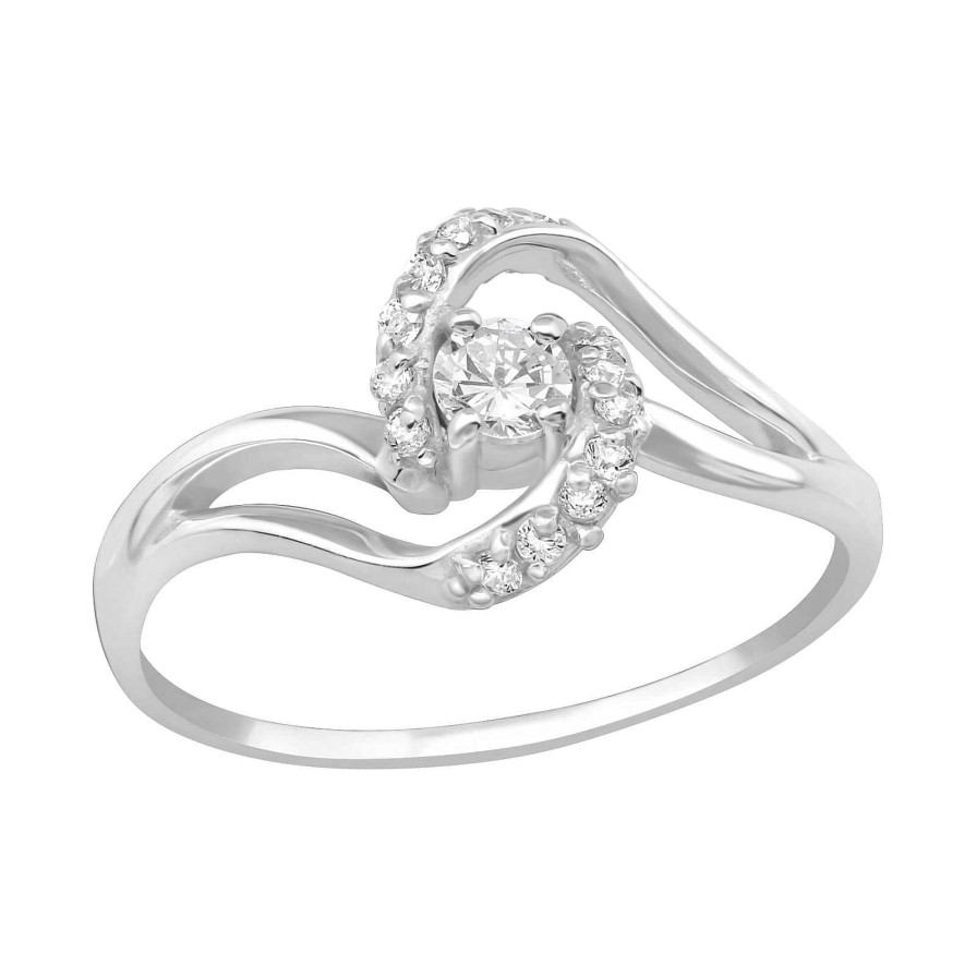 Ringen WeLoveSilver | Rhodium Plated Ring Met Cubic Zirconia Stenen, Draaivorm