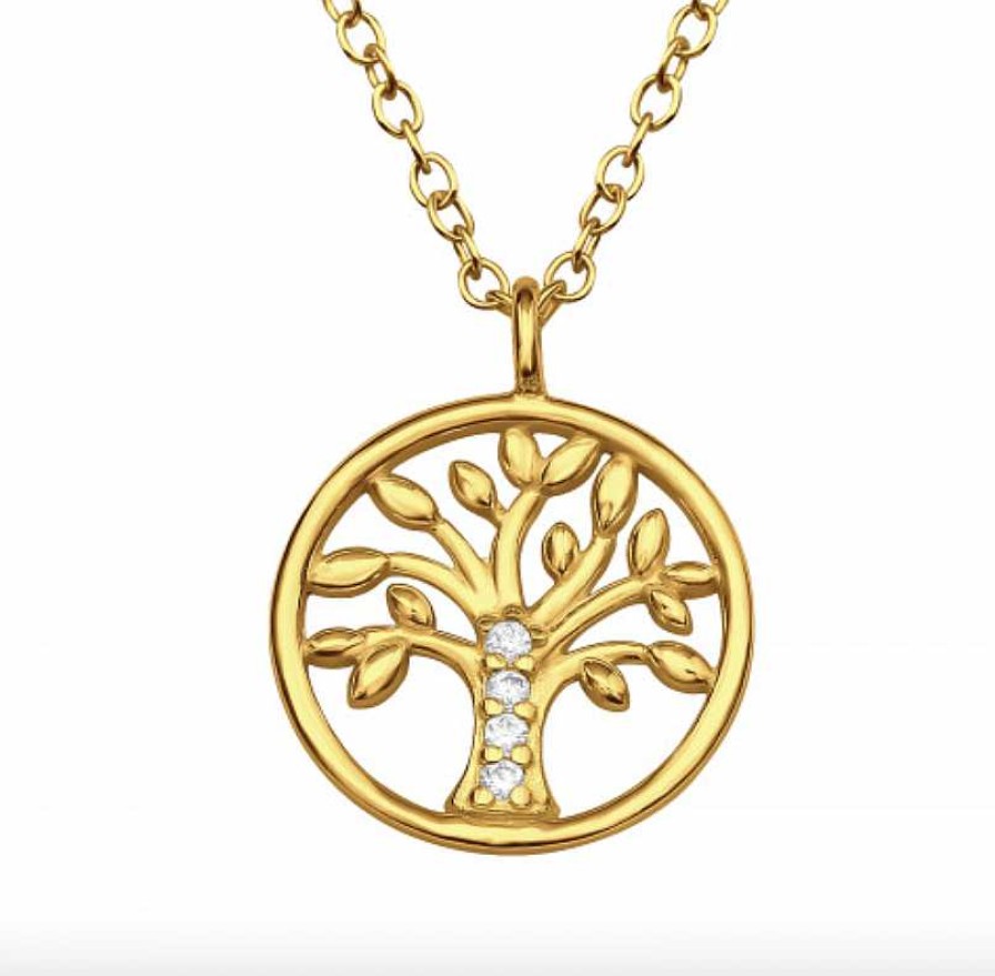 Kettingen WeLoveSilver | Gold Plated Ketting Met Hanger, Tree Of Life Met Kristallen