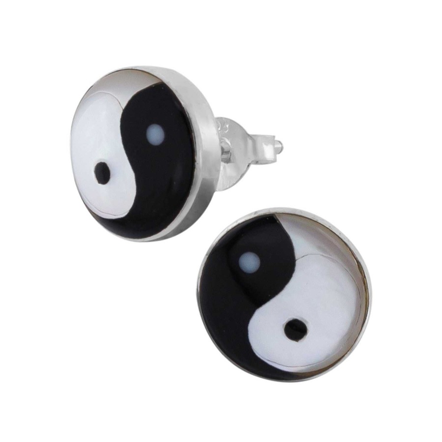 Oorbellen WeLoveSilver | Zilveren Oorstekers, Yin En Yang Van Parelmoer