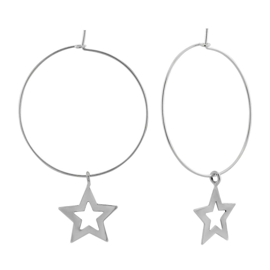 Oorbellen WeLoveSilver | Zilveren Oorringen Met Hanger, Open Ster