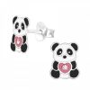 Kids Collectie WeLoveSilver | Zilveren Oorstekers Panda Met Hart